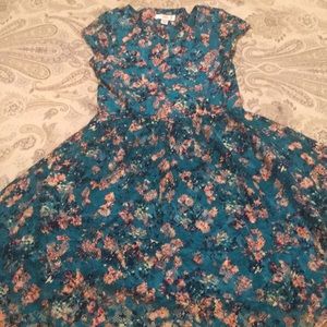 Dark teal floral theme gorgeous dress